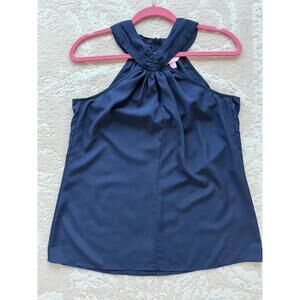 Lilly Pulitzer Navy Blue Twist  Neck Halter Tank, Size Medium